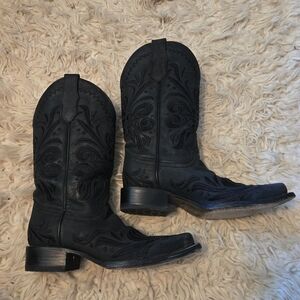 Black Leather Western Cowboy Boots